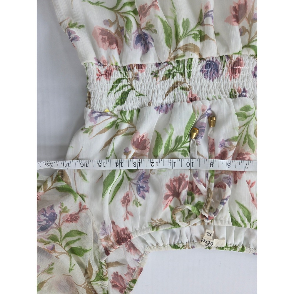Mint of Blush Floral Smocked Mini Dress XL White Pink Purple Ruffle Tiered Boho - Picture 4 of 6